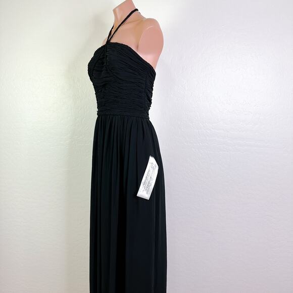 Dress The Population Aura Chiffon Halter Maxi Dress Evening Date Black M NWT - Picture 5 of 13